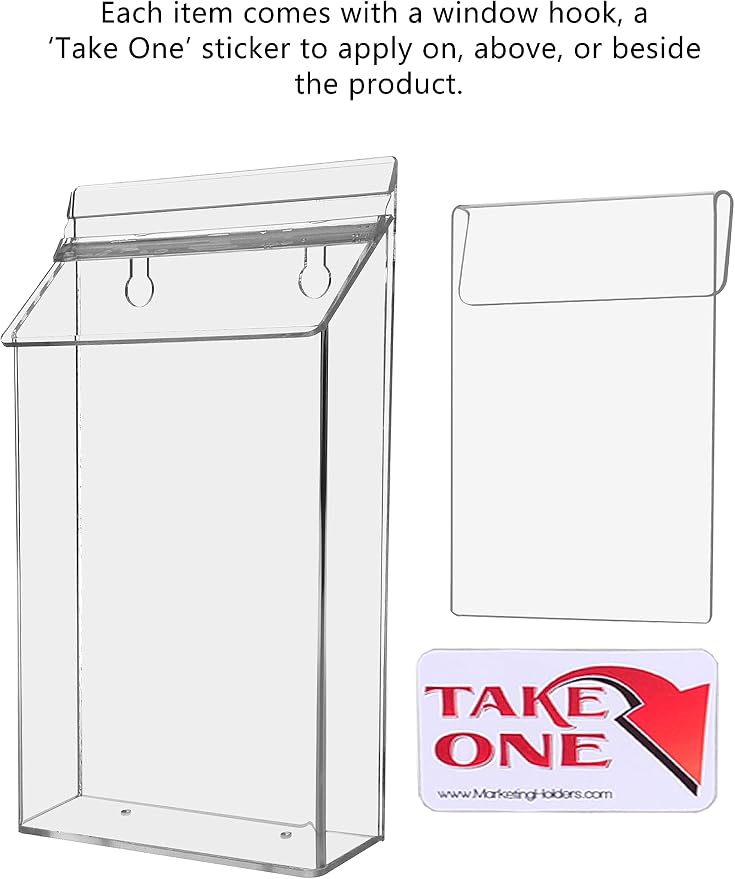 Outdoor Brochure Holder with Window Hook and Lid Holds 6" x 10" Pamphlets - Image 4