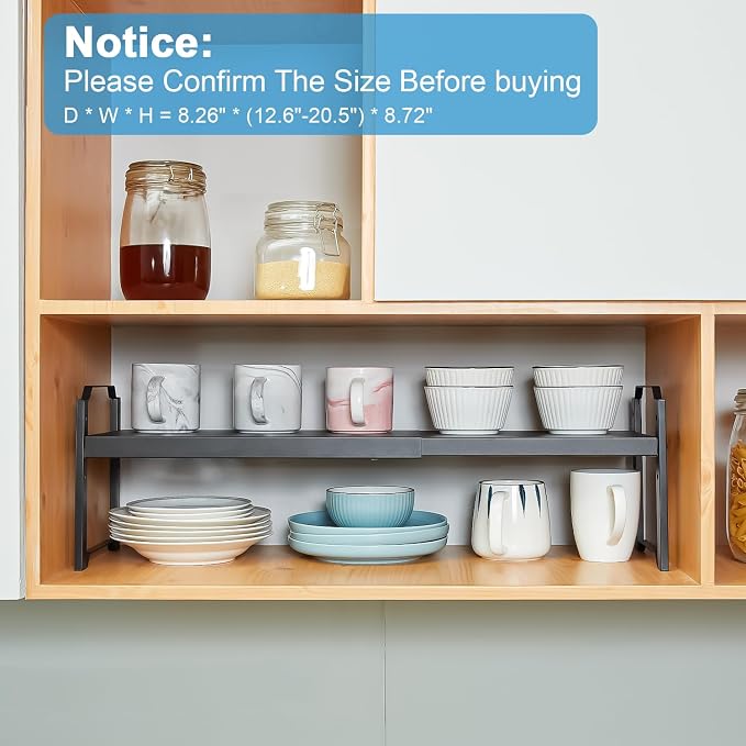 2 Pack Expandable Cabinet Countertop Shelves, Stackable Shelves Organizers - Image 4