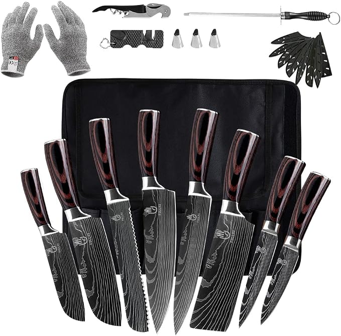 FULLHI Knife Set, Premium German Stainless Steel chef Knife Set by ExpertForPortableAndButcherKnifeSet