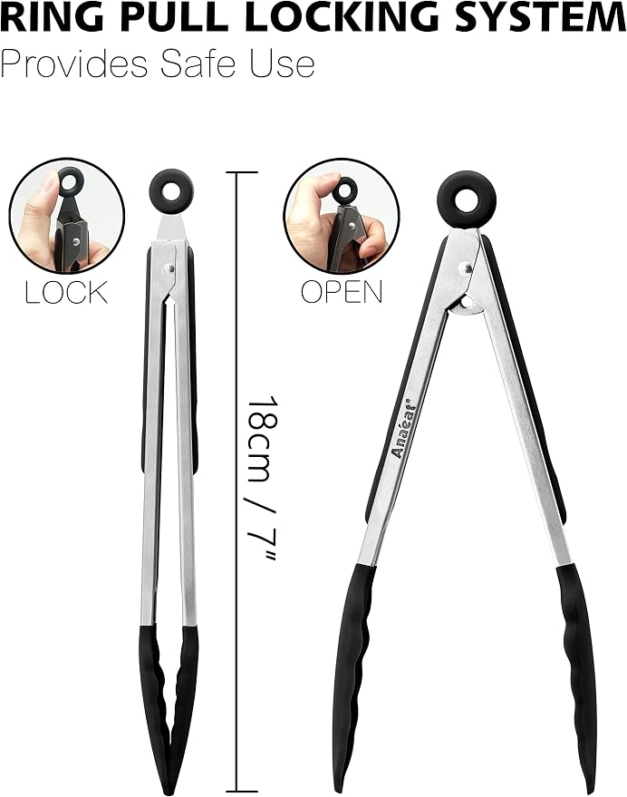 Anaeat Non-Stick Silicone Locking Tong - Image 7