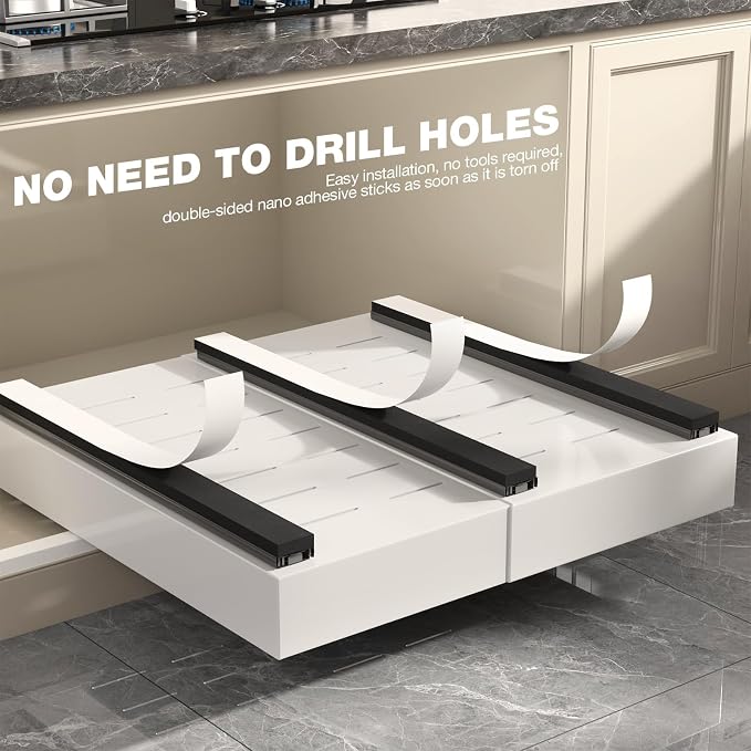 Seinloes 2 Pack Pull Out Cabinet Organizer 22" Deep, Full Extension 3 Slide - Image 9