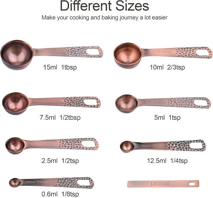 Measuring Cups and Spoons Set 14, Copper Measuring Cups and Spoons Set - Image 5