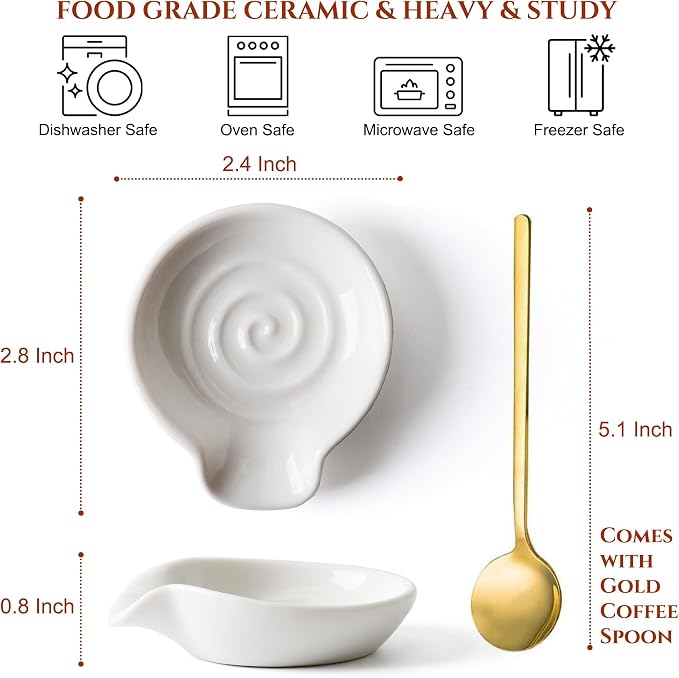 Coffee Spoon Rest for Coffe Bar Accessories, Ceramic Spoon Holder for Coffee - Image 2