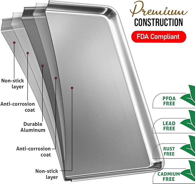 Eatex Aluminum Baking Sheet Set, 4 Pack Cookie Sheets, Warp & Rust Resistant - Image 3