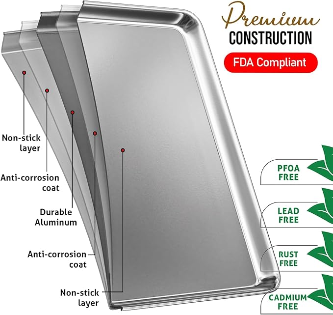 Eatex Aluminum Baking Sheet, Steel Cookie Sheet, 15” x 10” Baking Pan, Warp - Image 3