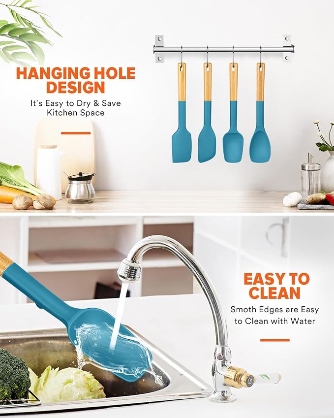Silicone Spatula Spoon Set, and Spreading, Sturdy BPA-Free Matte Silicone - Image 7