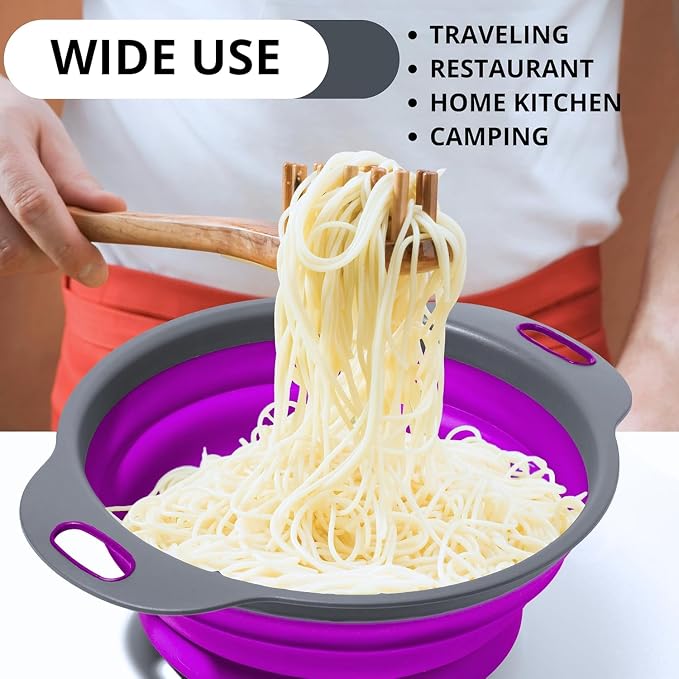 Purple Foldable Food Strainer for Kitchen - Image 8