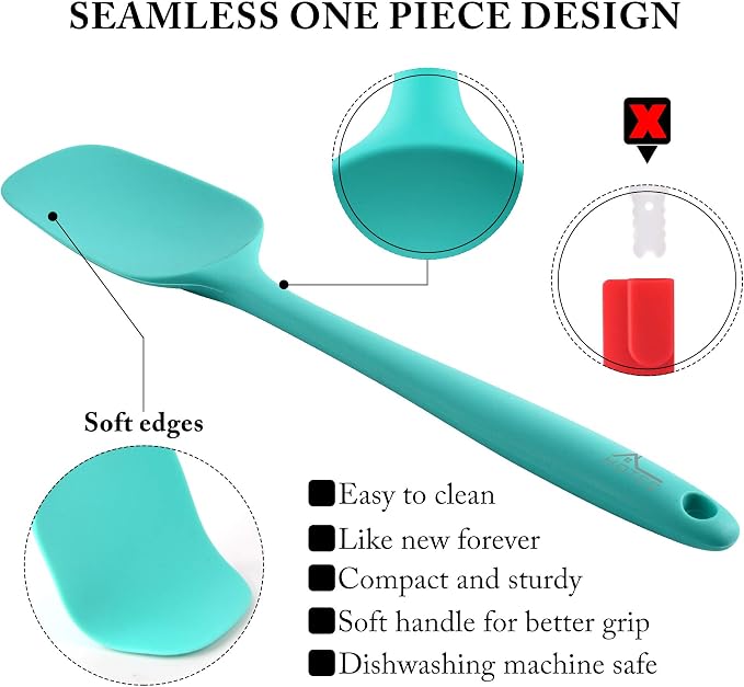 HOTEC 600℉ Heat Resistant BPA-Free Silicone Rubber Spatula Set, Kitchen Cooking - Image 6