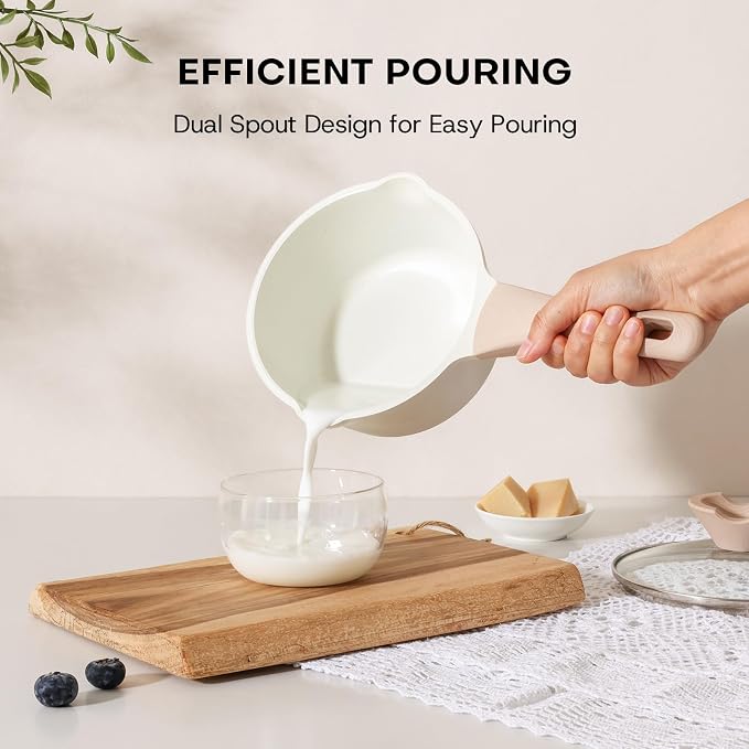 Kordisen Sauce Pan Set with Lid, 1.5Qt & 2.5 Qt Nonstick Cooking Pots with Pour - Image 4