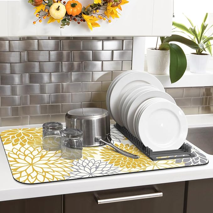 Findosom 2PCS 16" x 24" Fall Dish Drying Mat & 24" x 5.5" Sink Splash Guard - Image 7