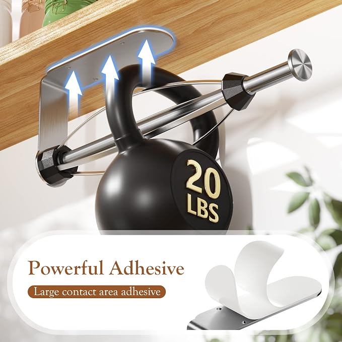 2 Pack Paper Towel Holder Under Cabinet + 2 Towel Robe Hook, Single Hand - Image 5