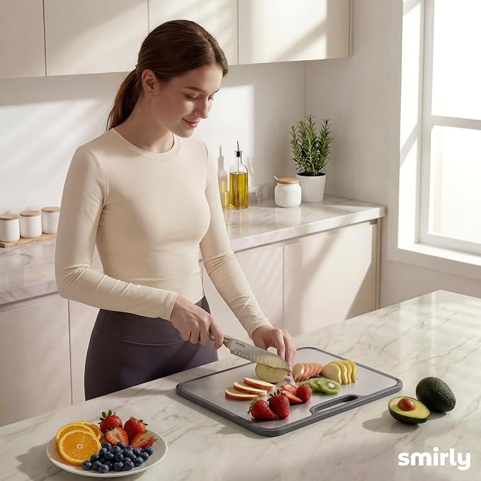 SMIRLY Titanium Cutting Board for Kitchen, Double Sided Chopping Board Set - Image 8