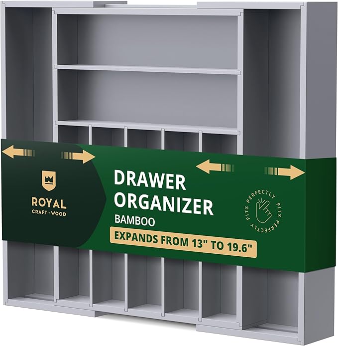 ROYAL CRAFT WOOD Luxury Bamboo Kitchen Drawer Organizer by RoyalCraftWood