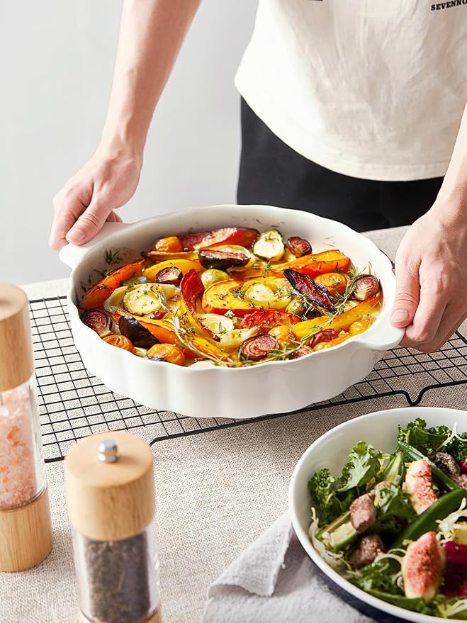 Samsle Ceramic Pie Pan For Baking, 13Inch Round Baking Dish - Image 7