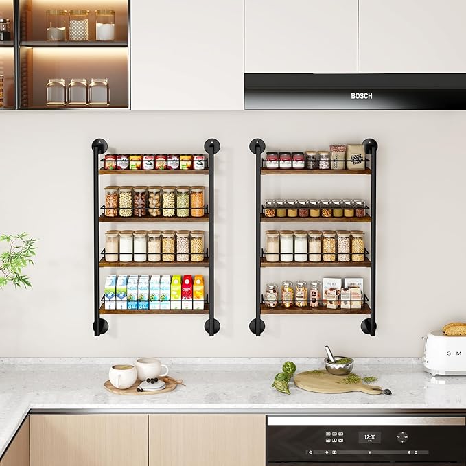 IBUYKE Spice Rack Wall Mount, 4 Tier Hanging Seasoning Organizer, Large Spice - Image 7