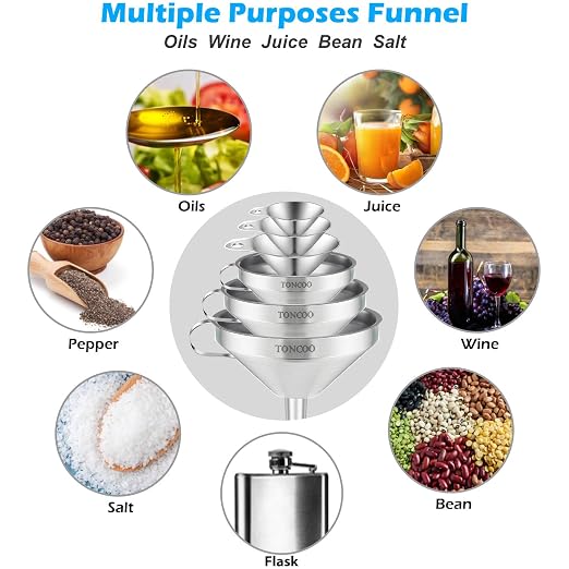 Toncoo 6 Pack Stainless Steel Funnels - Image 3