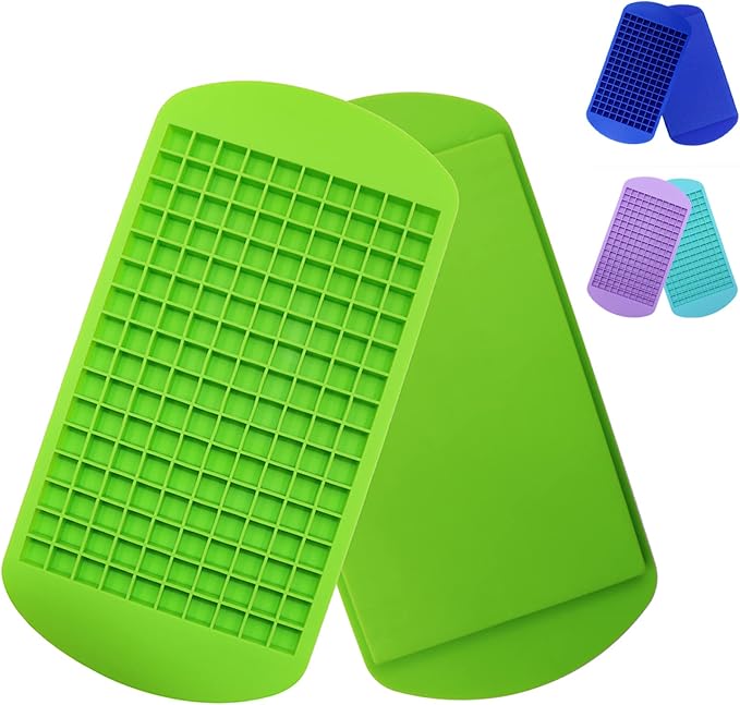 Silicone Mini Ice Cube Trays 2 Pack, 160 Small Ice Cube Molds Easy Release by LeeYean