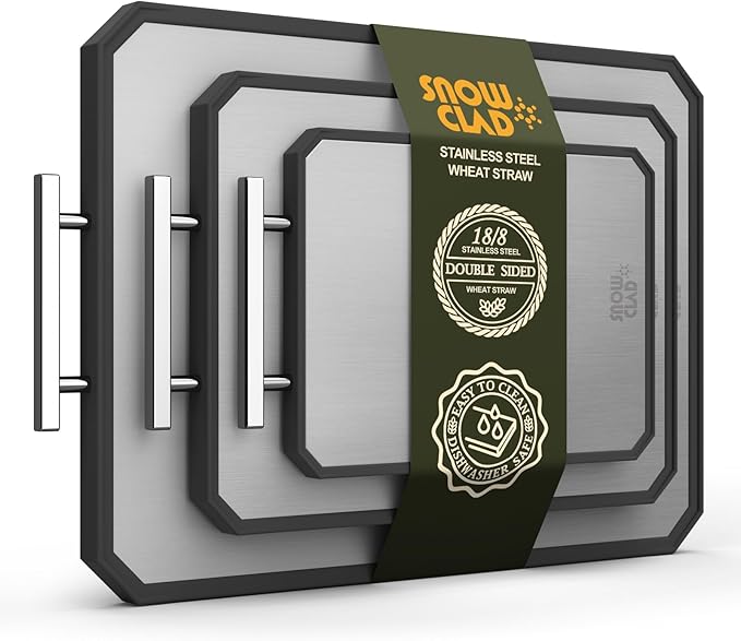 EXTRA LARGE Cutting Board, Double Sided Stainless Steel Cutting Boards Set by SC-LLC