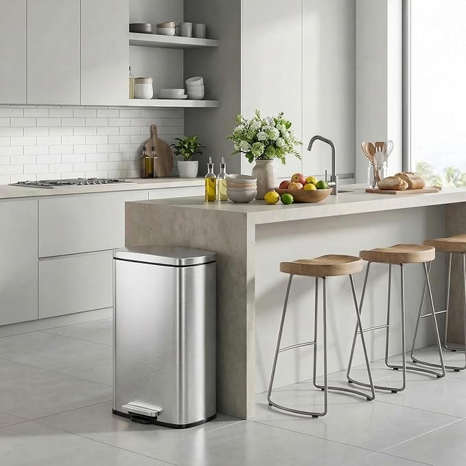 8 Gal Kitchen Trash Can, 30L Recycling or Garbage Bin, Brushed Stainless Steel - Image 7