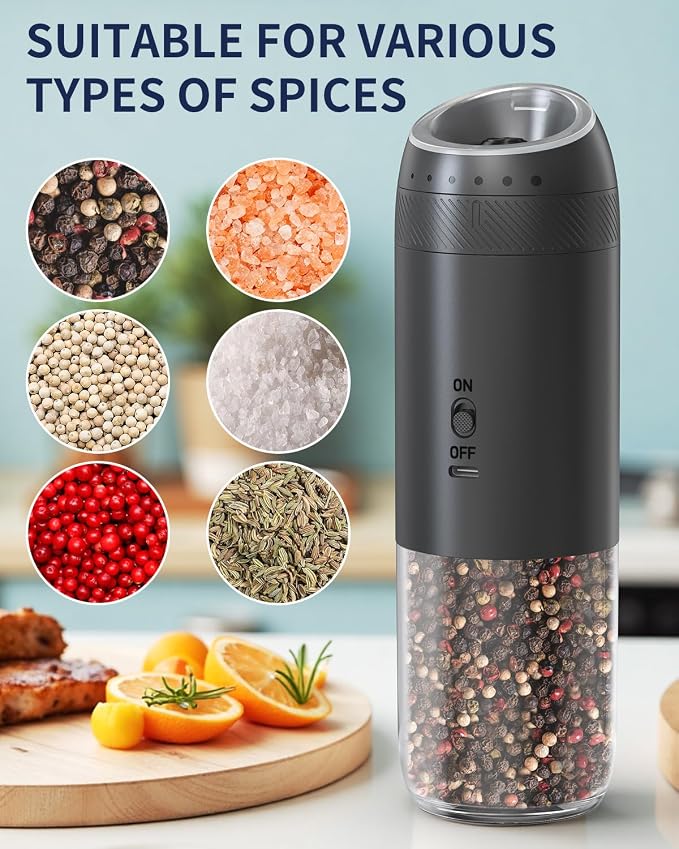 CIRCLE JOY Gravity Electric Salt and Pepper Grinder Set Rechargeable Automatic - Image 5