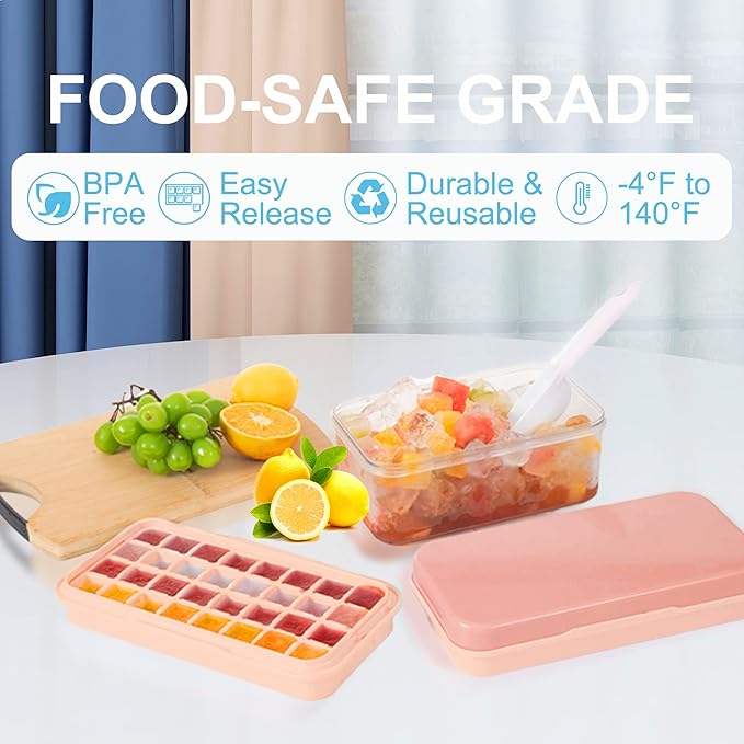 Ice Cube Tray with Lid and Bin, Ice Cube Pop Out Tray, Ice Cube Trays - Image 2