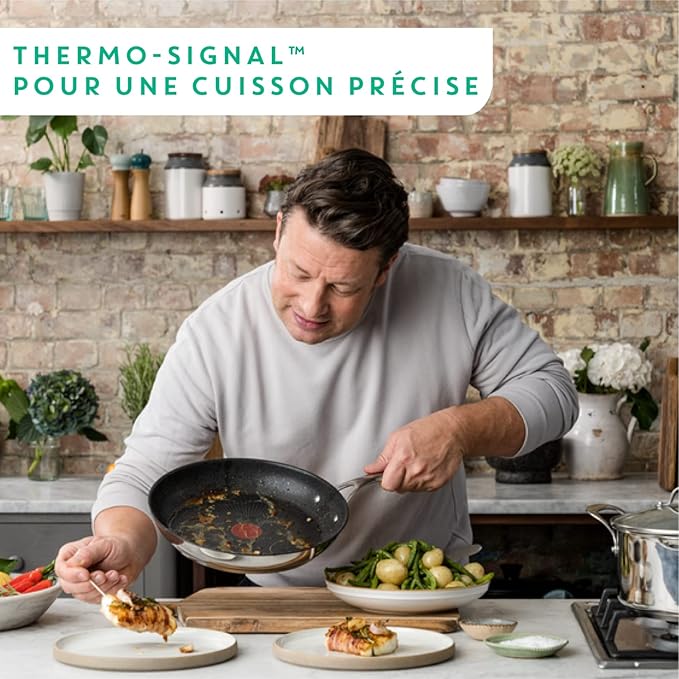 T-Fal Jamie Oliver Cooks Direct, Stainless Steel Non-stick Frying Pan 3 Pcs Set - Image 5