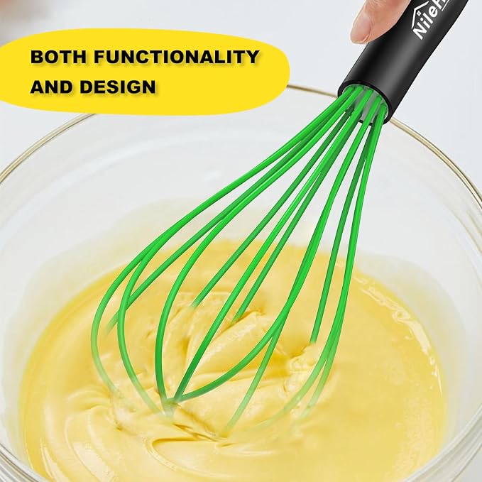 NileHome Silicone Whisk Set, 3 Pack Kitchen Whisk 10" Kitchen Wisk Wire Whisks - Image 4