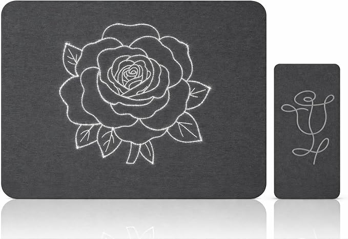 Stone Dish Drying Mat for Kitchen Counter, Glittery Resin Rose Pattern Quick by linidcoudhome