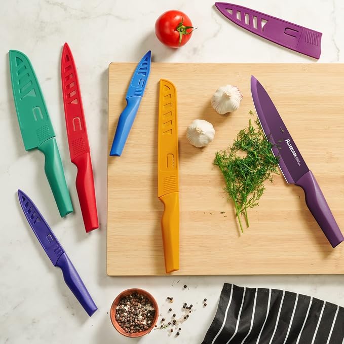 Astercook Knife Set, 6 Color Anti-Rust Coating Stainless Steel Chef Knife Sets - Image 3