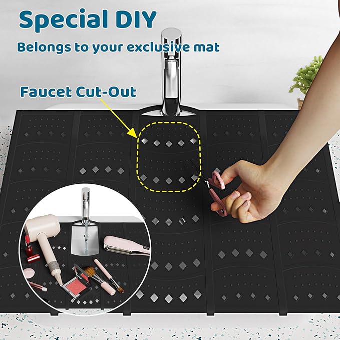 Bathroom Sink Cover for Counter Space, Sink Mat Foldable Sink Cover, Silicone - Image 5