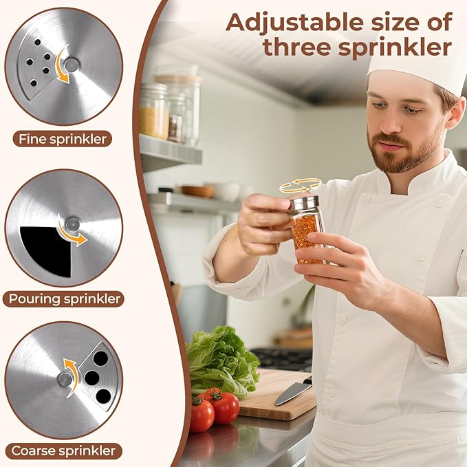 ComSaf Spice Jars with Shaker lids Adjustable, 4oz 6PCS, 9 DIY Labels, Spice - Image 2