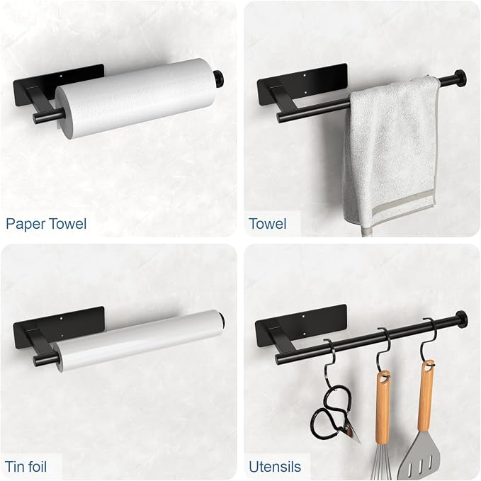 CUXIXA Paper Towel Holder Under Cabinet 2 Pack, Upgraded Self Adhesive Paper - Image 3