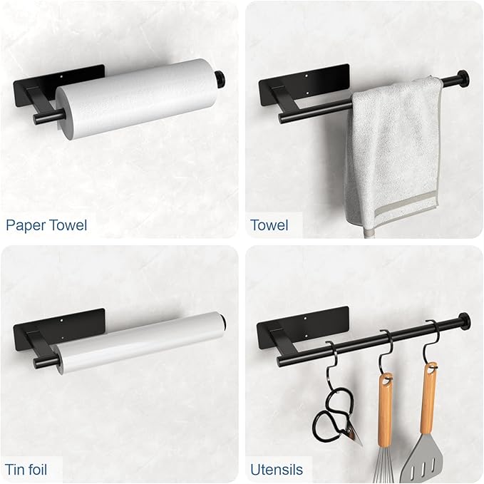CUXIXA Paper Towel Holder Under Cabinet, Upgraded Self Adhesive Paper Towel - Image 3