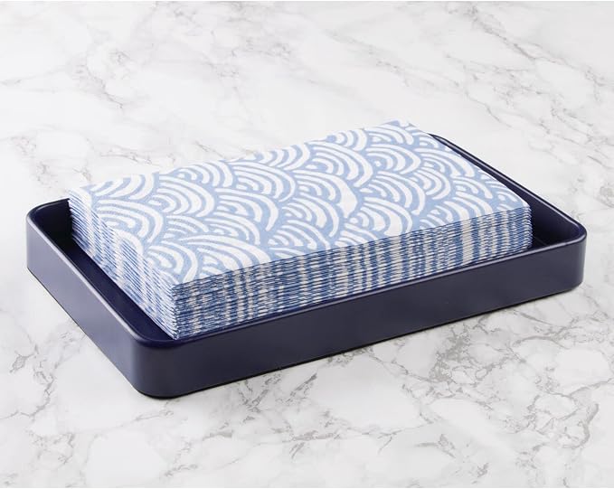 mDesign Modern Decorative Metal Guest Hand Towel Tray Holder Organizer - Image 3