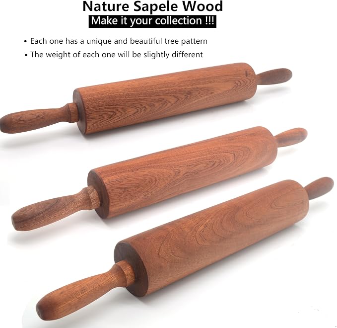 Classic Sapele Wooden Rolling Pin - Image 4