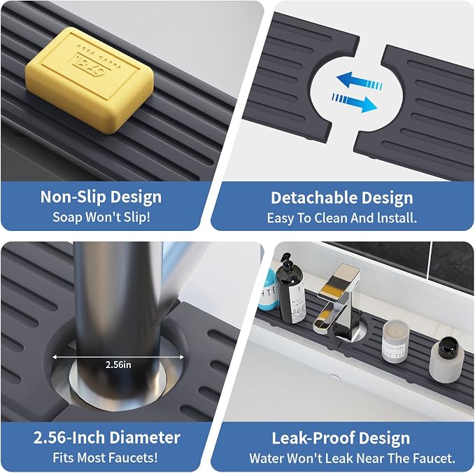 Faucet Mat for Kitchen Sink, Water Absorbent Kitchen Faucet Mat, Durable Sink - Image 8