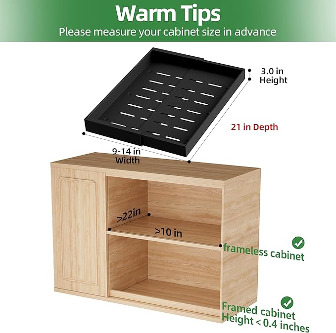 PAKETA 4 Pack Expandable Pull Out Cabinet Organizer, Upgrade 3 Slide Rails - Image 2