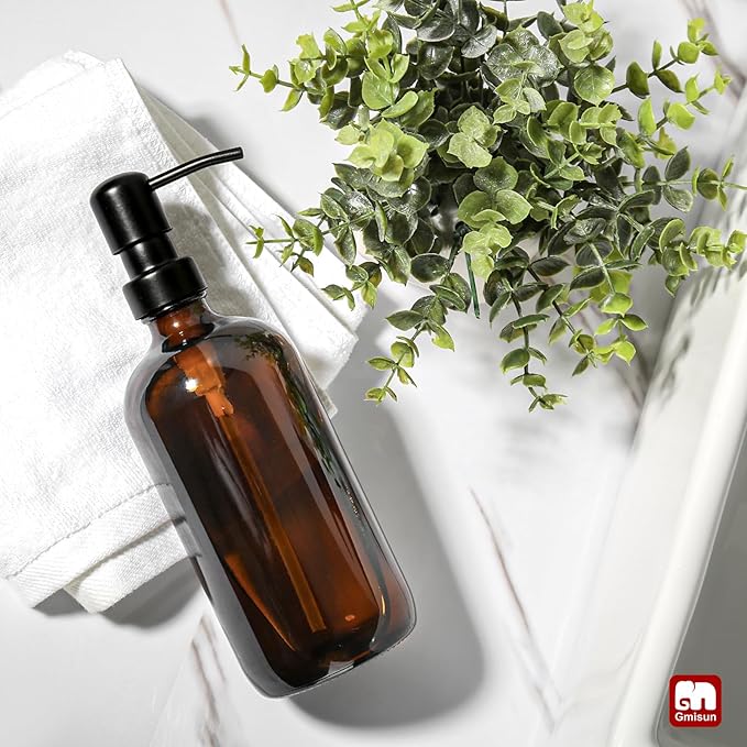 GMISUN Amber Glass Soap Dispenser, 1 Pack Dish Soap Dispensers - Image 7