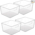 Vtopmart 4 Pack Extra Large Clear Plastic Storage Bins, 11x11 Cube Acrylic by Vtopmart