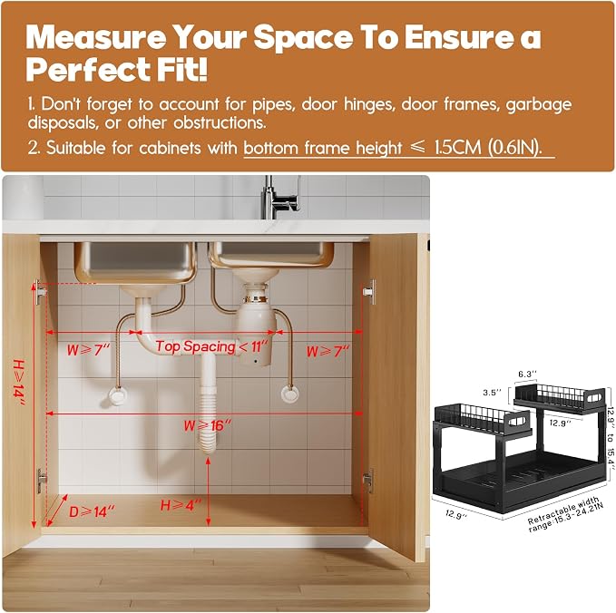 1 Pack Expandable Under Sink Organizers And Storage - Image 3