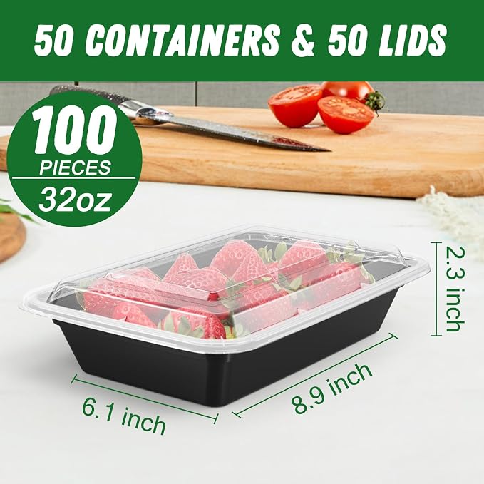 50 Pack 32 oz Meal Prep Containers Reusable - Image 2
