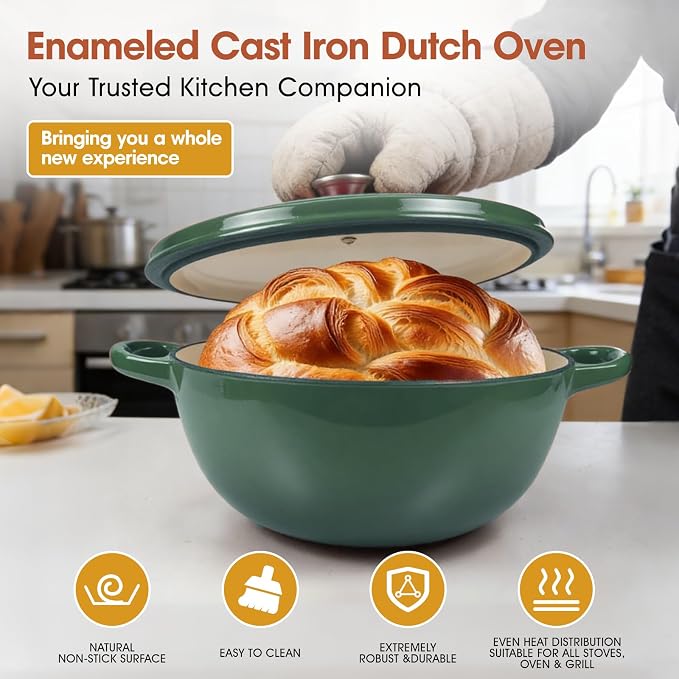 5QT Enameled Cast Iron Dutch Oven - Image 7