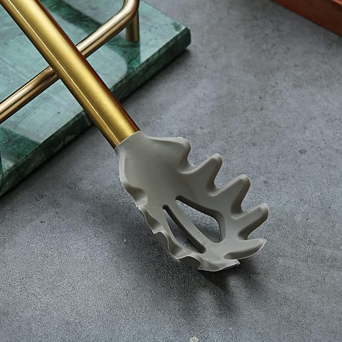 Gold Spaghetti Spoon, Berglander Non-stick Silicone Pasta Server - Image 5