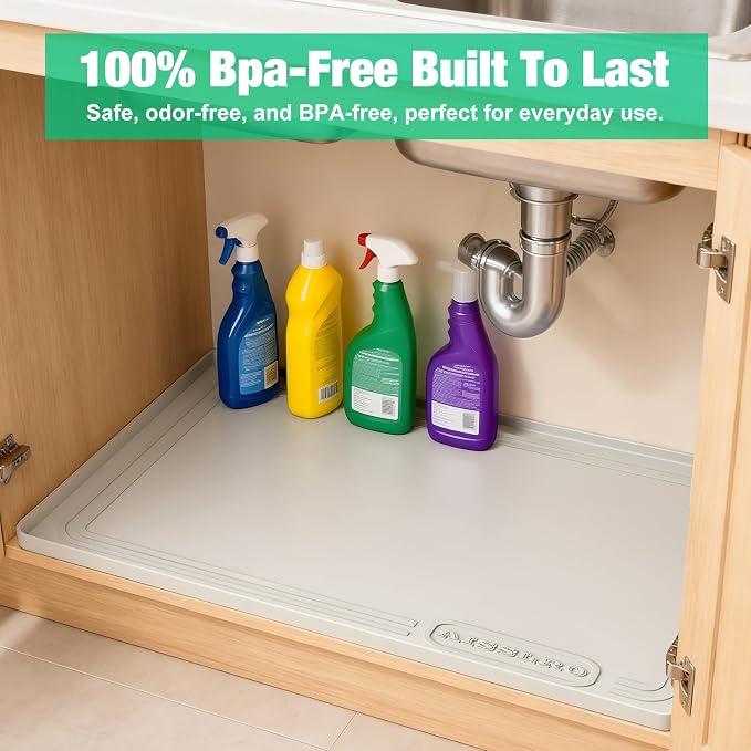 Aisslro Under Sink Mat 34" X 22", Waterproof Silicone Cabinet Organizer - Image 9