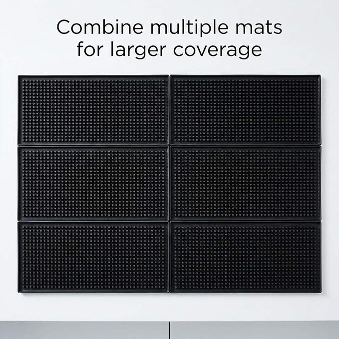 QWORK 12"x6" Black Rubber Bar Mat – 6 Pack Non-Slip Drainage Pad - Image 4