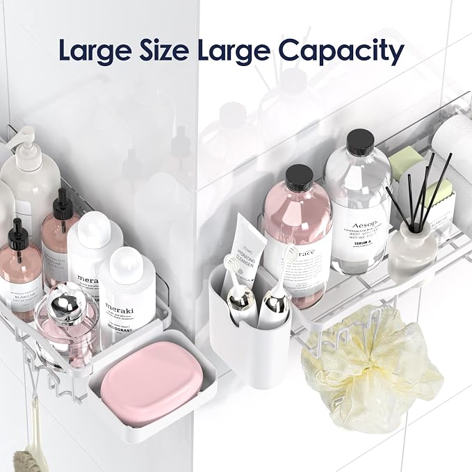 NESOMI Shower Caddy Adhesive Shower Organizer 7-Pack, Rustproof Stainless Steel - Image 8