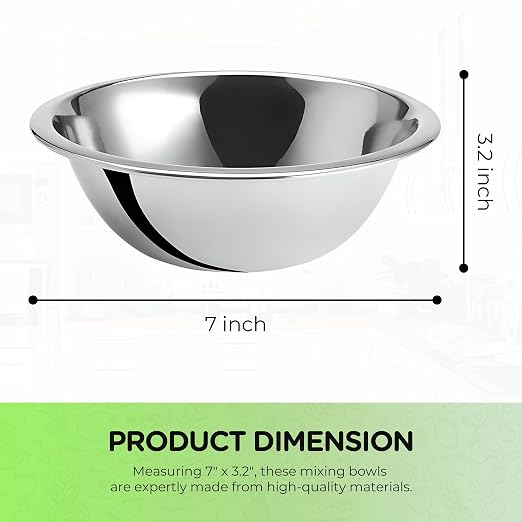 OCS Parts 0.75 Quart Mixing Bowls | Set of 2 | 7-Inch Stainless Steel - Image 2