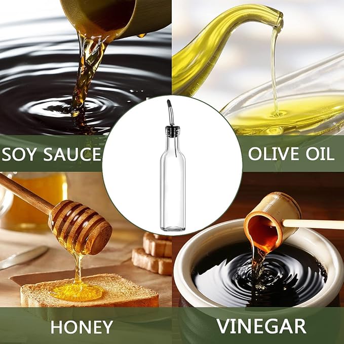 Olive Oil Dispenser 8 Oz, Oil Vinegar Cruet, Square Tall Glass Bottle - Image 7