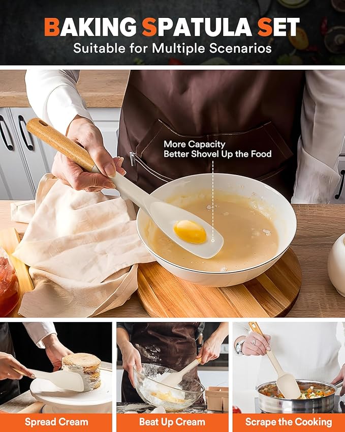 Silicone Spatula Spoon Set, and Spreading, Sturdy BPA-Free Matte Silicone - Image 4