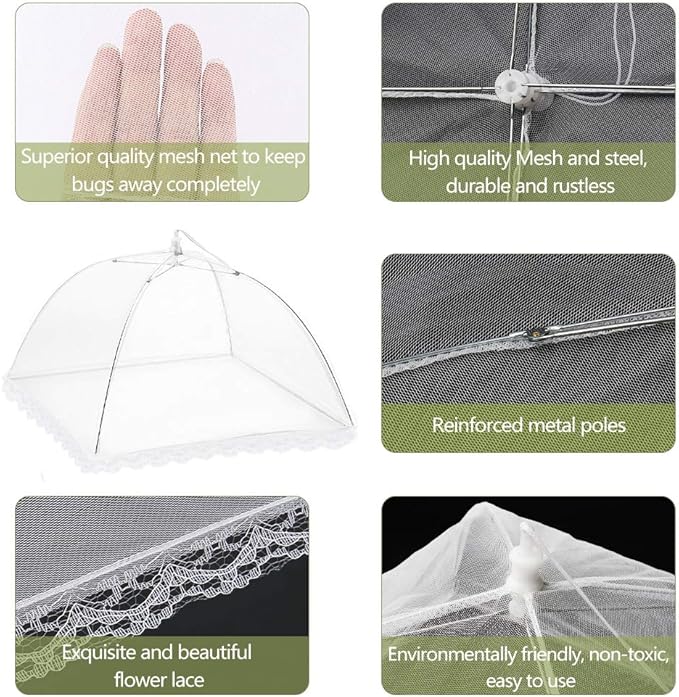 Onarway 3 Pack Food Covers 12 Inch Pop-Up Encrypted Mesh Plate Serving Tents - Image 4
